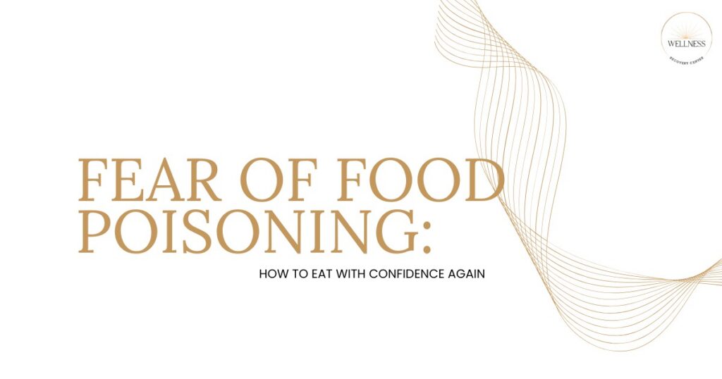 Person feeling anxious while checking food before eating representing fear of food poisoning