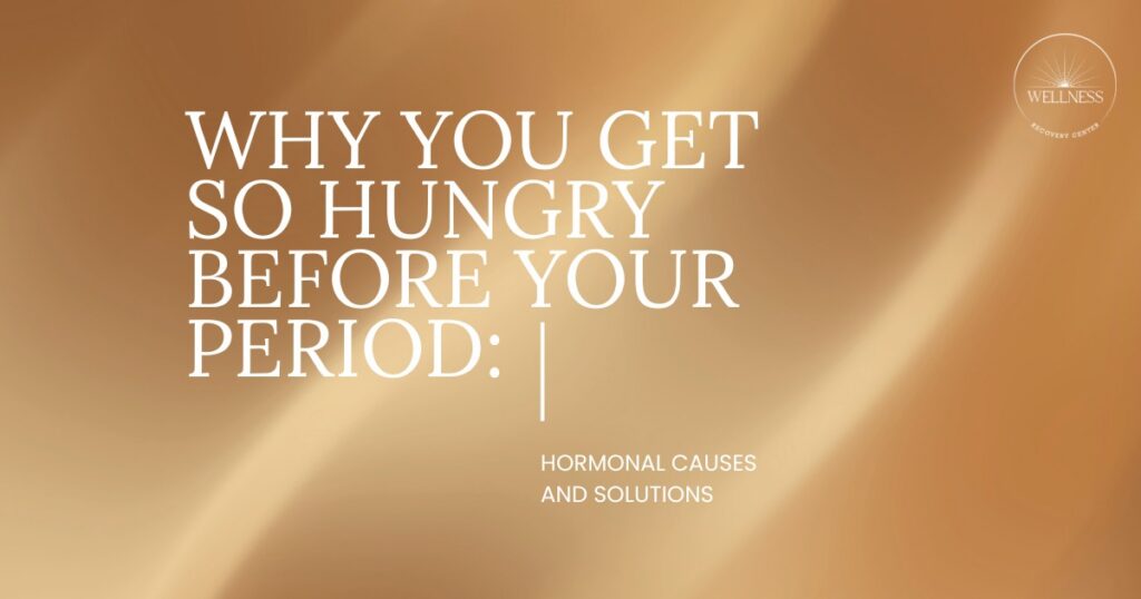 Woman looking at food with cravings, representing increased hunger before menstruation due to hormonal changes