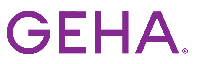 GEHA logo in purple wordmark